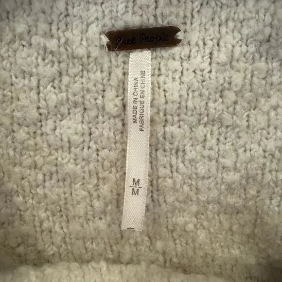 Free People Stormy Pullover Wool Alpaca Blend Sweater in Oatmeal Heather Size M - Picture 7 of 9